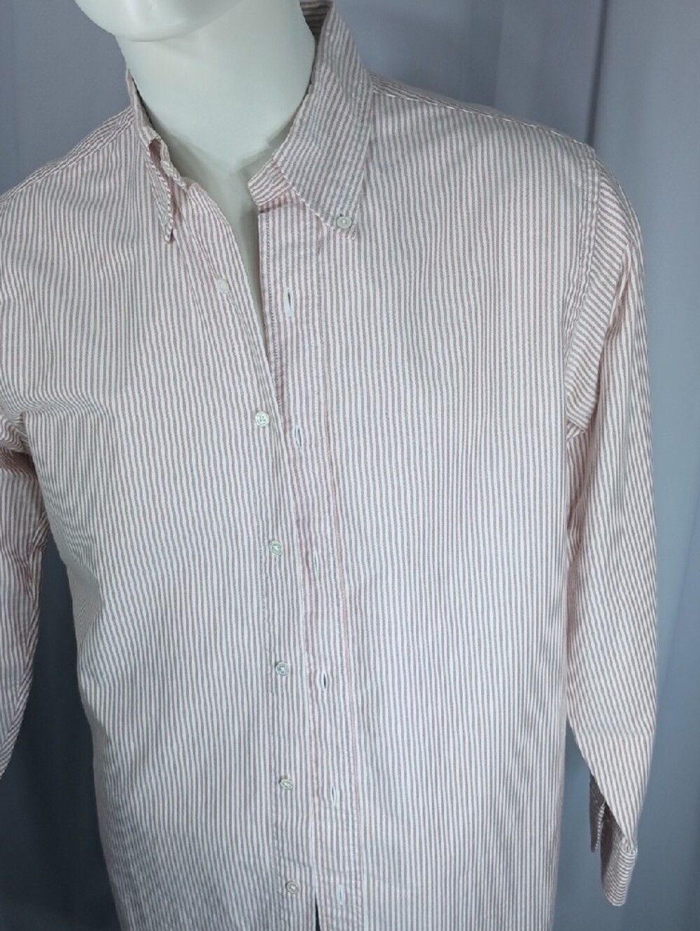 Brooks Brothers mens heavy cotton Red and White Narrow Stripe Dress Shirt - Picture 7 of 9